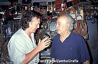 Tony and Stavros Melissinos the philosopher & poet in his sandal shop, Plaka
Athens - Greece]