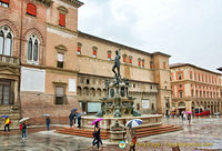 Piazzo Nettuno is adjacent to Piazza Maggiore