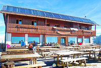 The huge terrace of the Rifugio Lagazuoi