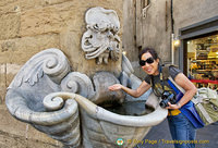 Oltrarno's most famous 16th century fountain and gargoyle on corner of Via dello Sprone and Borgo San Jacopo