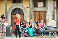 Catching up with friends on Piazza Santa Croce