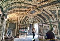 Grottos elaborately decorated with lake pebbles and stones