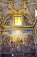 Fresco showing St Benedict surrounded by monks, bishops and nuns who followed his rule