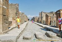 The huge stone blocks allow pedestrians to step cross the street