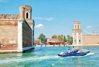 View of Arsenale towers as seen from inside the shipyard