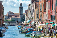 A view of the busy Fondamenta dei Vetrai in Murano