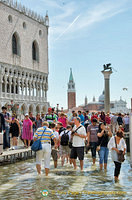 Flood water washing in near the Palazzo Ducale