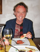 Tony enjoying his tuna tartare