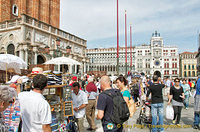 Tourists buying souvenirs in Piazetta San Marco