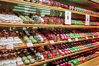 Shelves of Jacobs Hoeve cheeses