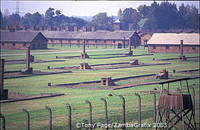 Remains of wooden barracks at Auschwitz II-Birkenau site