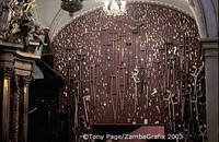 Votive offerings placed by the faithful on the chapel walls