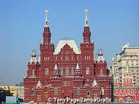 Russian Revival facade of the Historical Museum at the northern end of Red Square