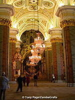 Peter and Paul Cathedral's beautiful pink and green Corinthian columns