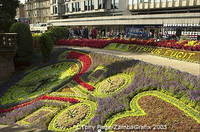 The clock was studded with hundreds of lobelias and sempervivums [Edinburgh - Scotland]