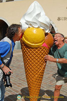 Having ice-cream in St. Moritz