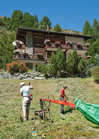 Locals clearing the ski slopes