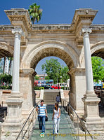 The path under Hadrian's Gate has been stripped down to the Roman level