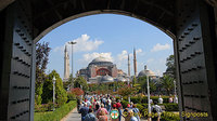 View to Hagia Sophia from the Blue Mosque, Istanbul, Turkey