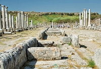 Water flows down this central water channel from the Nymphaeum