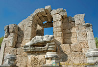 Statue of Kestros the river god at the Perge Nymphaeum.