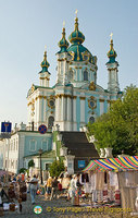 St Andrew's Church and Flea Market, Andriyivsky uzviz (St Andrew's Descent), Kyiv (Kiev)