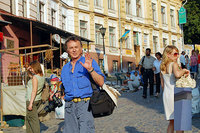 St Andrew's Church and Flea Market, Andriyivsky uzviz (St Andrew's Descent), Kyiv (Kiev)