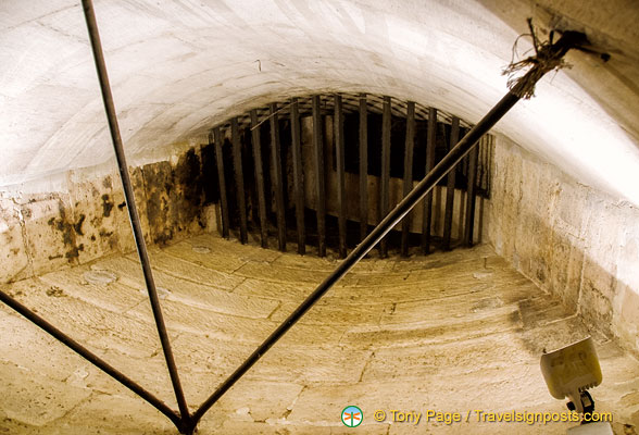 Looking up the chimney of the fireplace