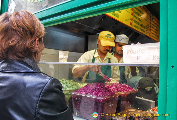 Heaps of shredded vegetables, an indication of the popularity of this place