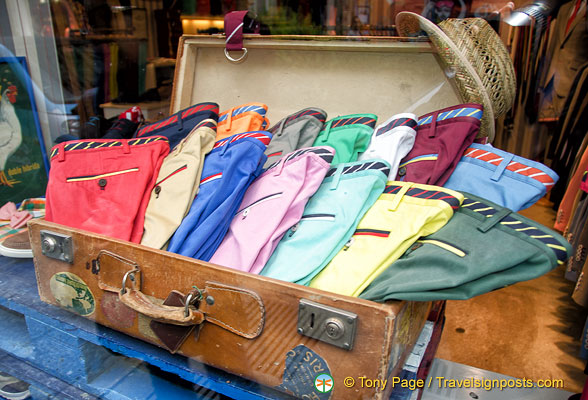 Colourful slacks at this men's boutique