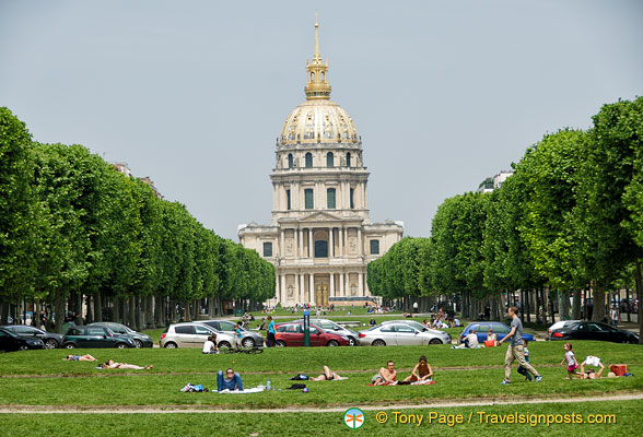 Distant view of Les Invalides from Marché Saxe-Breteuil