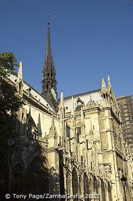 90m high Spire, designed by Viollet-le-Duc