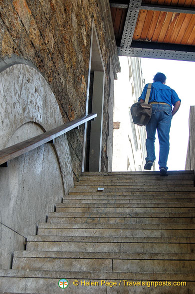 Tony climbing the steps to the Promenade Plantee