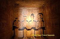 On two days of the year the sun's rays reach these once gold-covered statues.
[Great Temple of Abu Simbel - Egypt]