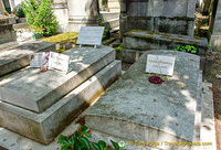 Grave of Marie Trintignant, an actress (l) and Sophie Daumier (r), another French actress