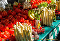 Ox-heart tomatoes and asparagus in season