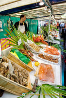 Oysters, lobsters, prawns and salmon