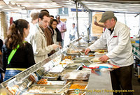 Food vendor at Marché Monge