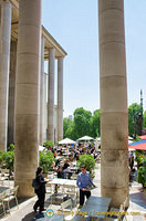 View of the courtyard cafe at the Palais de Tokyo