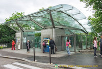 Exiting the upper station of Montmartre funicular