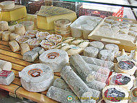 Beautiful french cheeses available at the market